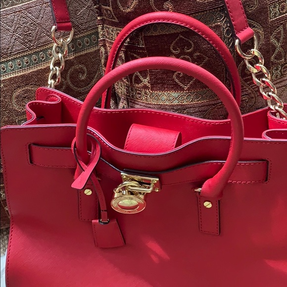 Unused! Red Michael Kors purse w/ storage bag - Picture 4 of 5